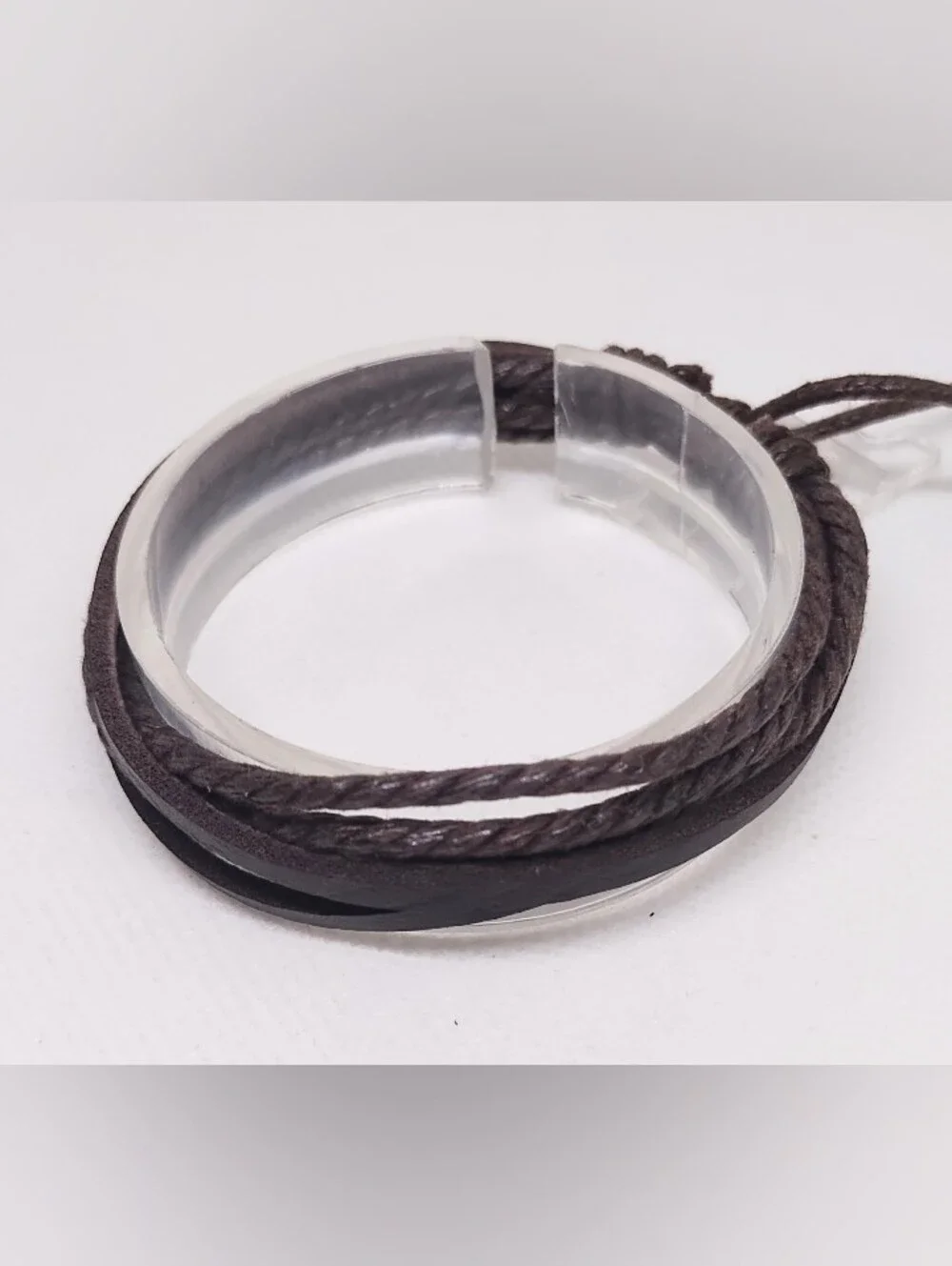 Men's Bracelet Leather Braided Layered Brown New G25